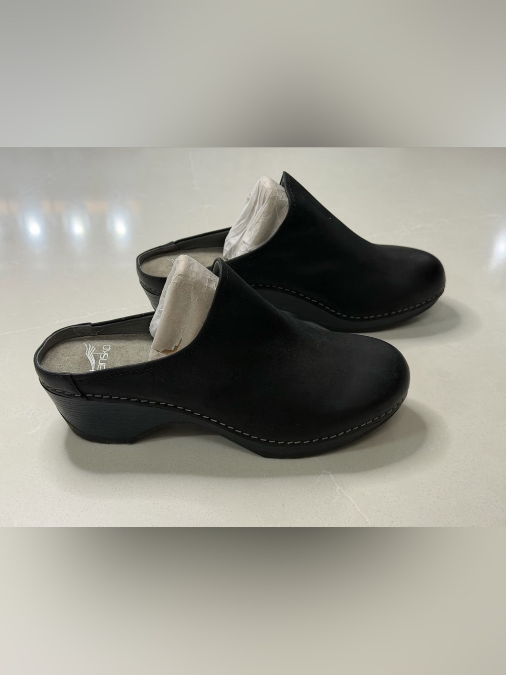 Dansko Melody Black Leather Slip On Mule Clog Sz 39